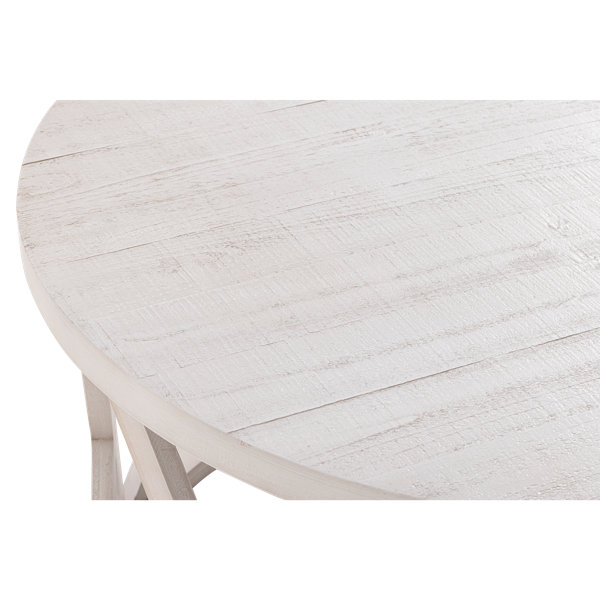 Gracie Oaks Viradis Farmhouse Coffee Table, Rustic Round Coffee Table with XMotifs Legs, Wood